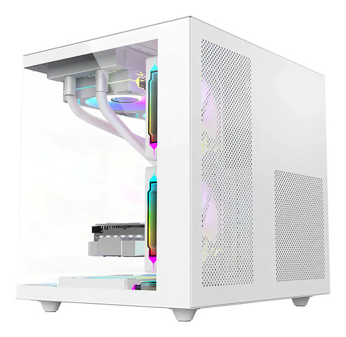 Gabinete Gamer Aquário Em Vidro Com 4 Fans Rgb Gb1797 Cor Branco