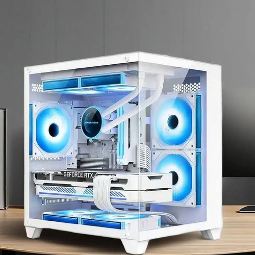 Gabinete Gamer Aquário Em Vidro Com 4 Fans Rgb Gb1797 Cor Branco