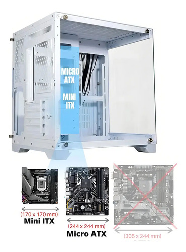 Gabinete Gamer Aquário Em Vidro Com 4 Fans Rgb Gb1797 Cor Branco