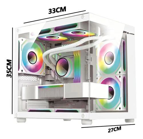 Gabinete Gamer Aquário Em Vidro Com 4 Fans Rgb Gb1797 Cor Branco