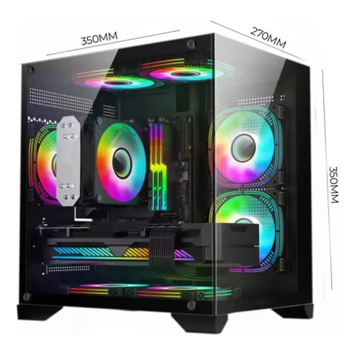 Gabinete gamer gb1790 hayom 4 fans rgb micro atx vidro temp