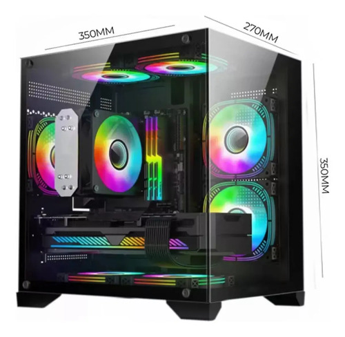 Gabinete Gamer Gb1790 Hayom 4 Fans Rgb Micro-atx Vidro Temp Cor Preto