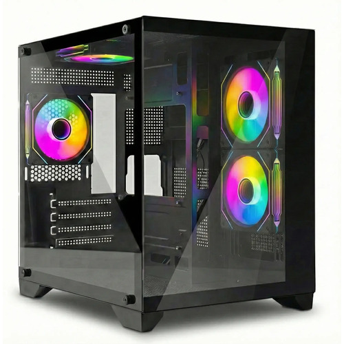 Gabinete gamer mrpc aquario para pc 4 coolers fans led rgb