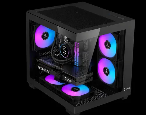 Gabinete Gamer Obsid Aquário Com 5 Cooler Fan Led Rgb