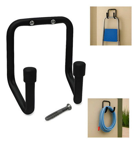 Gancho suporte parede maxeb aco para mangueira 75kg preto