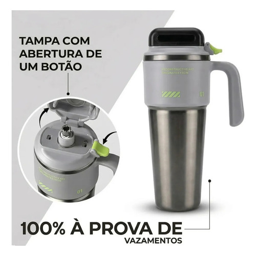 Garrafa Copo Alça Térmico 1l Aço Inoxidável Click Rapido