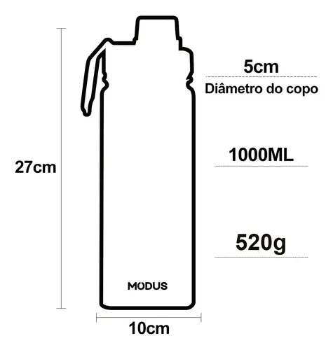 Garrafa Térmica 950ml Com Alça Aço Inox 304 Boca Larga