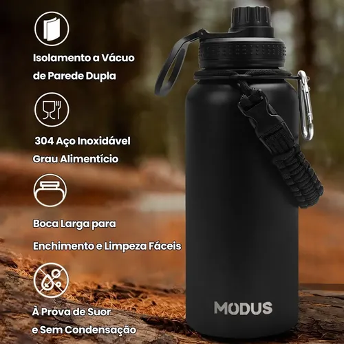 Garrafa Térmica 950ml Com Alça Aço Inox 304 Boca Larga