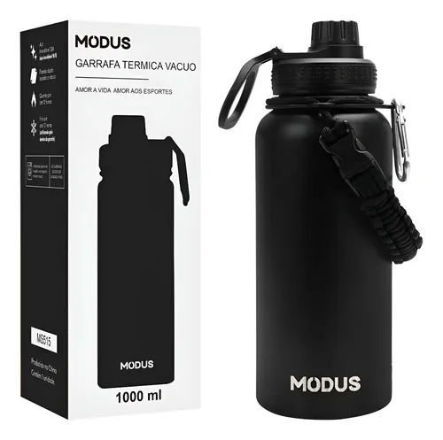 Garrafa Térmica 950ml Com Alça Aço Inox 304 Boca Larga