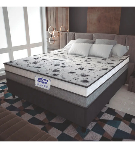 Gazin cama box casal colchão espuma d33 fort 138x188x59cm suporta até 150kg por pessoa