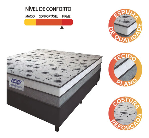 Gazin cama box casal colchão espuma d33 fort 138x188x59cm suporta até 150kg por pessoa
