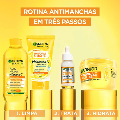Gel Creme Hidratante Facial Antimanchas Toque Seco com Vitamina C, Controla a Oleosidade e Uniformiza a Pele, Garnier, 85g