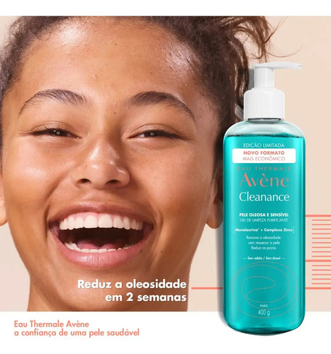 Gel de Limpeza Facial Purificante Avène Cleanance Pele Oleosa e Sensível 400g