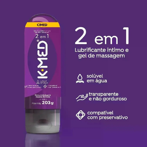 Gel Lubrificante Íntimo 2 em 1 K-Med Frasco 203g
