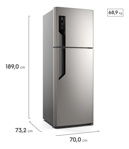 Geladeira Electrolux Frost Free com AutoSense 480L Efficient Duplex Inox Look TF71S Cor Prateado