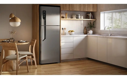 Geladeira Electrolux Frost Free com AutoSense 480L Efficient Duplex Inox Look TF71S Cor Prateado