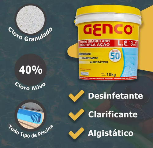 Genco 3 Em 1 Balde 10kg Para Piscina