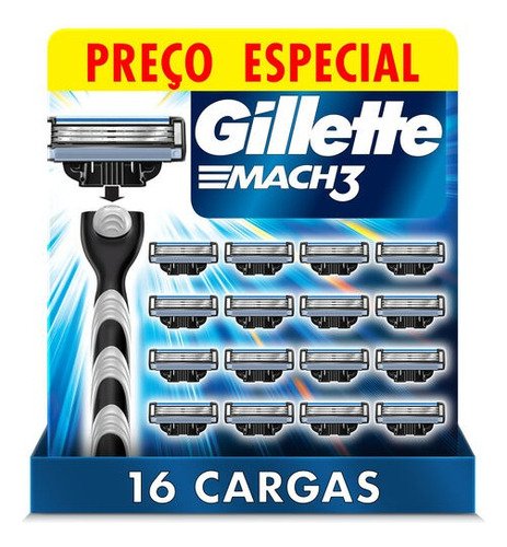 Gillette mach3 carga para aparelho 16 unidades