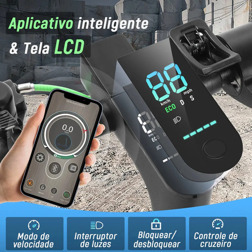 Gm5 P1 Max Patinete Elétrico Adulto, 400 W Scooter Elétrica, Autonomia De 30 Km Com A Bateria Totalmente Carregada, Velocidade Máxima De 25 Km/h, 10 Inch Pneu, Aplicativo Bluetooth