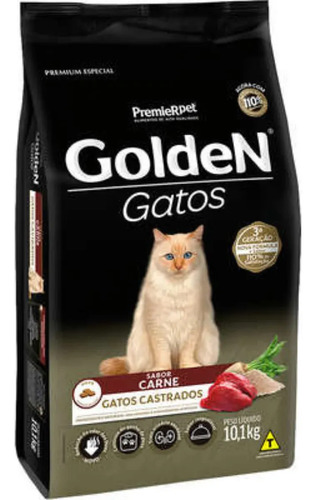 Golden gatos castrados carne 101kg alimento racao saudavel
