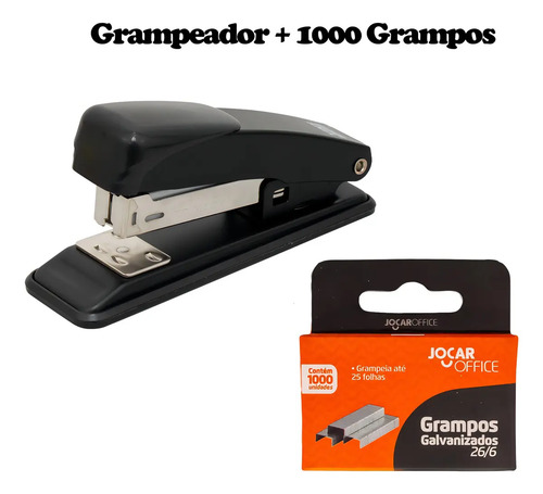 Grampeador medio jocar 20 folhas preto permanente modelo 266