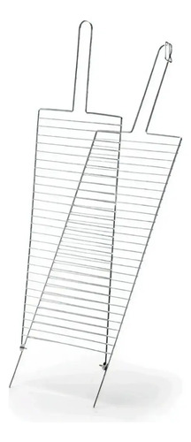 Grelha Dupla Abaulada Aço Carbono 70 cm x 20 cm Churrasco Peixe Frango Carne Grelhas Premium