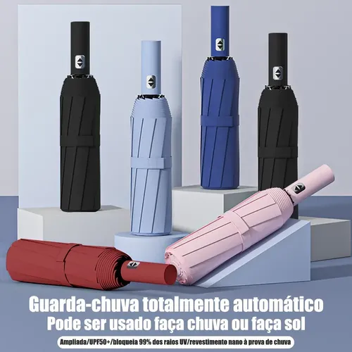 Guarda Chuva Abre E Fecha Automático Reforçado Contra Vento
