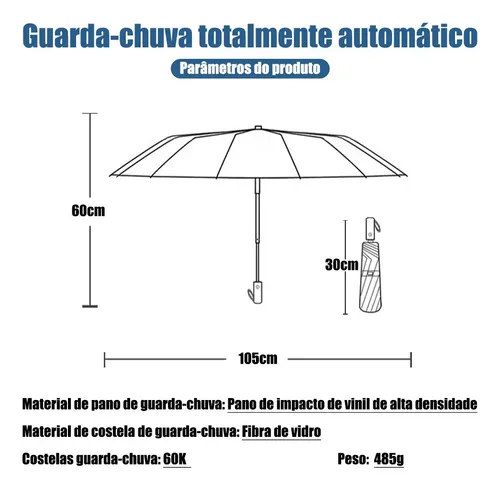 Guarda Chuva Abre E Fecha Automático Reforçado Contra Vento