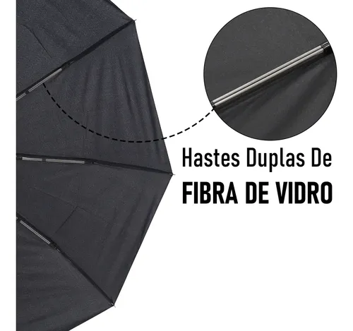 Guarda Chuva Automático Hastes Duplas Reforçado Contra Vento