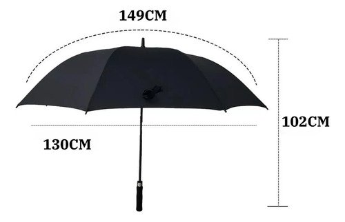 Guarda-chuva ET-One Automático Gigante 130cm Reforçado Preto Fibra de Vidro com Bolsa para Levar