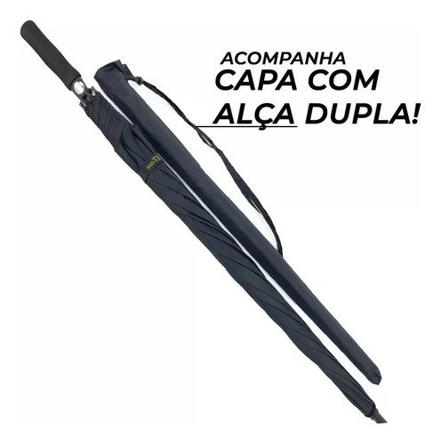 Guarda-chuva ET-One Automático Gigante 130cm Reforçado Preto Fibra de Vidro com Bolsa para Levar
