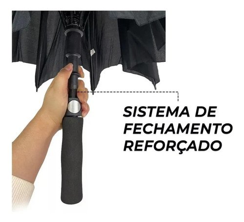 Guarda-chuva ET-One Automático Gigante 130cm Reforçado Preto Fibra de Vidro com Bolsa para Levar
