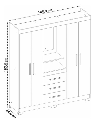 Guarda-roupa 4 Portas Huntano Branco - Moveisaqui