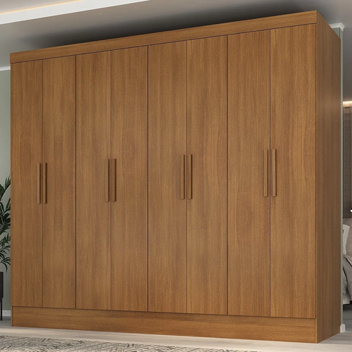 Guarda roupa casal 100 mdf 8 portas 4 gavetas jatoba
