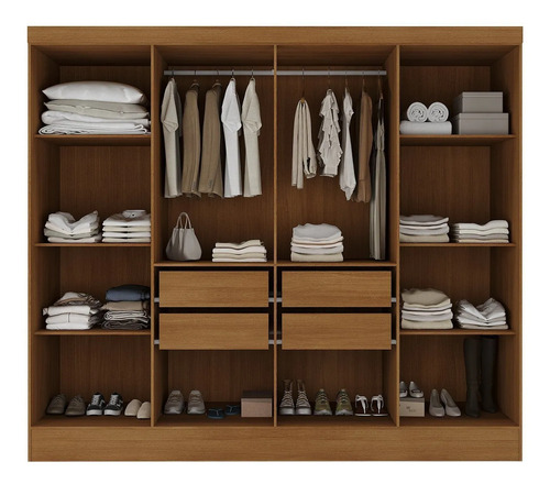 Guarda-roupa Casal 100% Mdf 8 Portas 4 Gavetas Jatobá