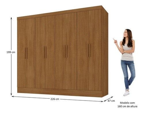 Guarda-roupa Casal 100% Mdf 8 Portas 4 Gavetas Jatobá