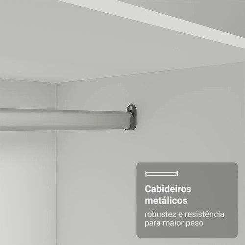 Guarda Roupa Casal 100% Mdf Madesa Royale 3 Portas Correr B Cor Branco 106309