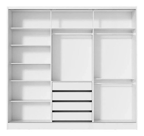 Guarda Roupa Casal 100% Mdf Madesa Royale 3 Portas Correr B Cor Branco 106309