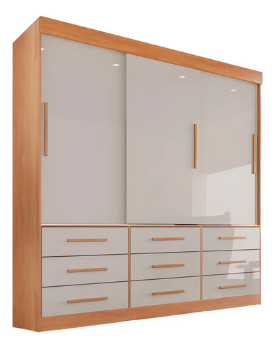 Guarda roupa casal 3 portas 9 gavetas luana salleto moveis