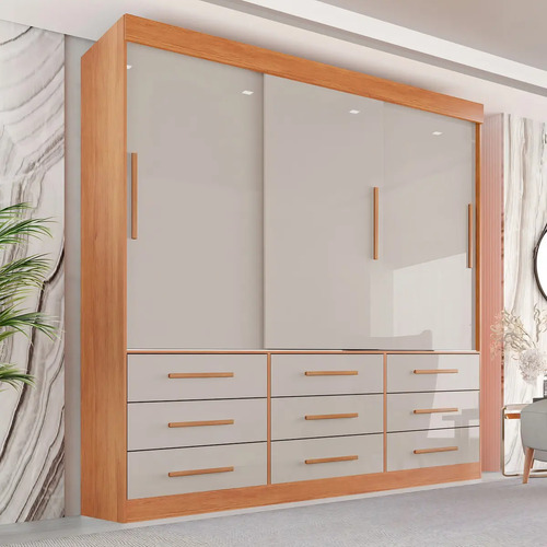Guarda Roupa Casal 3 Portas 9 Gavetas Luana Sallêto Móveis