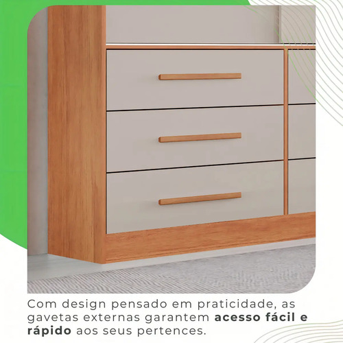 Guarda Roupa Casal 3 Portas 9 Gavetas Luana Sallêto Móveis