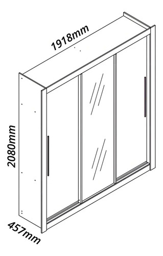 Guarda-roupa Casal 3 Portas Preto com Espelho Milão Yescasa MDF