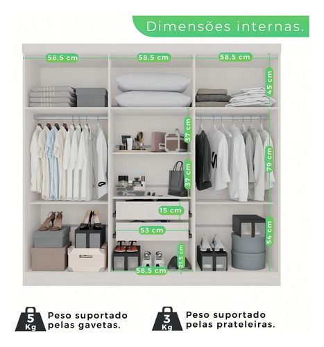 Guarda-roupa Casal 6 Portas 2 Gavetas França
