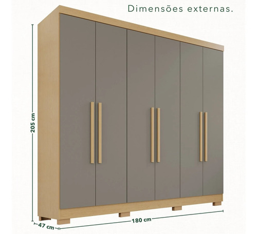 Guarda-roupa Casal 6 Portas 2 Gavetas França