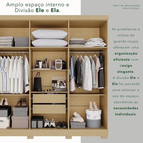 Guarda-roupa Casal 6 Portas 2 Gavetas França