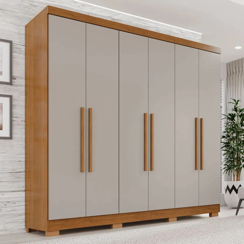 Guarda roupa casal 6 portas 2 gavetas franca wt espresso mov