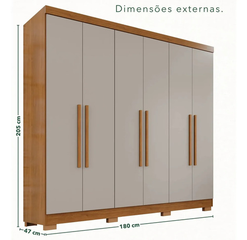 Guarda-roupa Casal 6 Portas 2 Gavetas França Wt Espresso Móveis