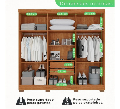 Guarda-roupa Casal 6 Portas 2 Gavetas França Wt Espresso Móveis
