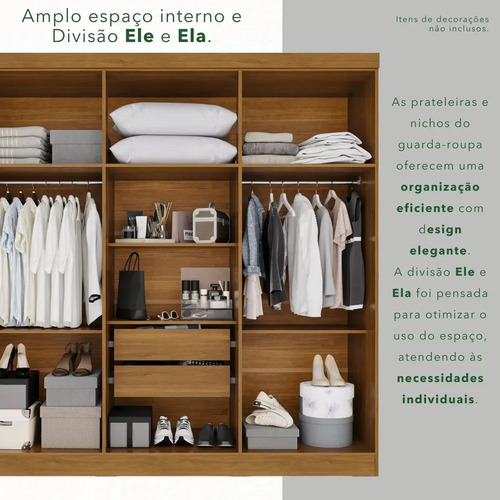 Guarda-roupa Casal 6 Portas 2 Gavetas França Wt Espresso Móveis