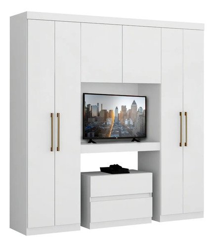 Guarda Roupa Casal 6 Portas 2 Gavetas Porto Branco Móveis Carraro
